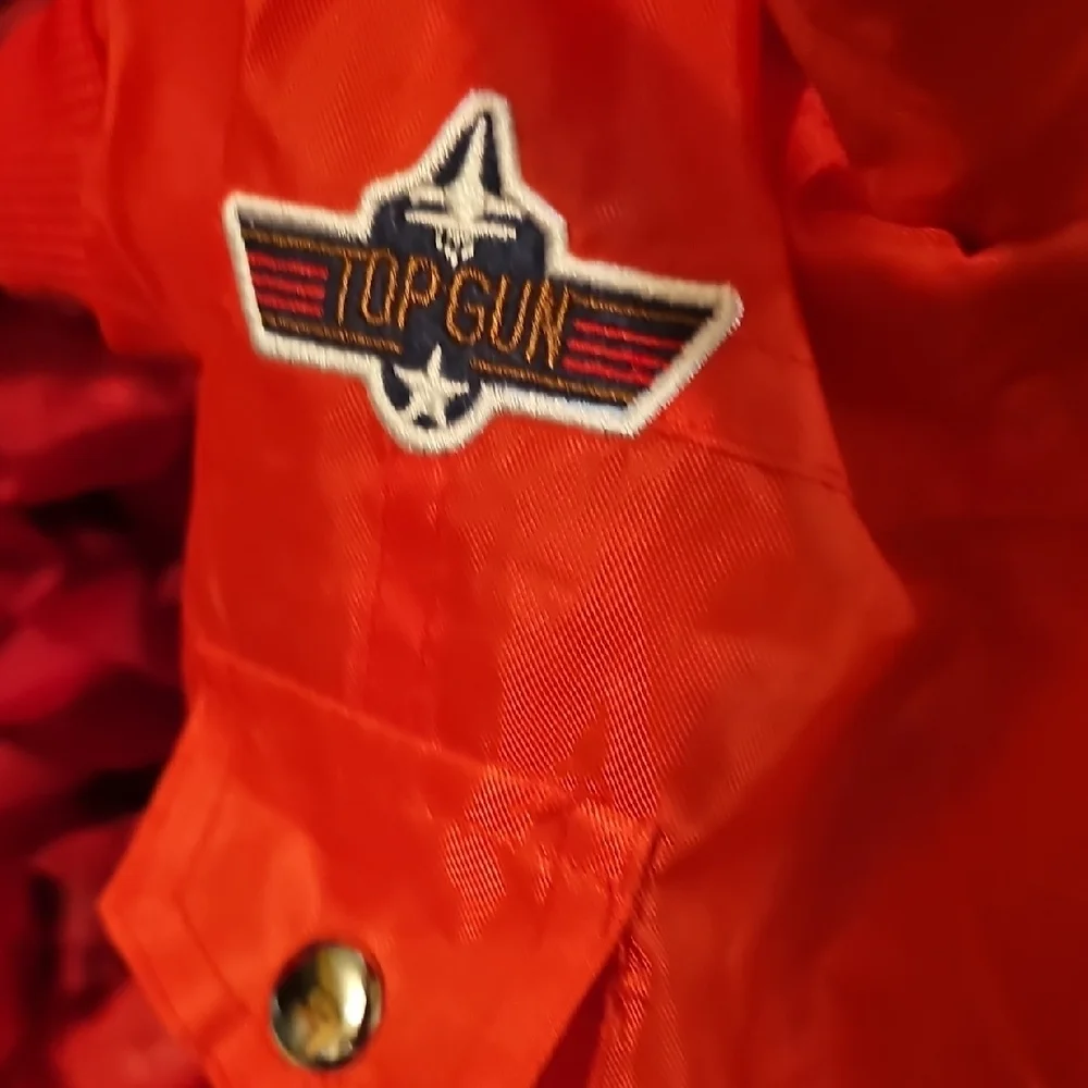 Red Dog Top Gun Fleece Lined Jacket with Patches Size Medium